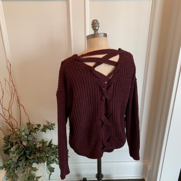 Moral Fiber NWT Women's  Lace Up Back Sweater - Picture 2 of 15